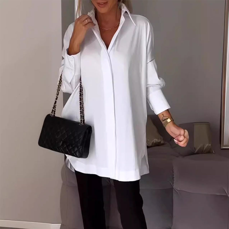 Marina™ | Chic Straight Women’s Lapel Shirt