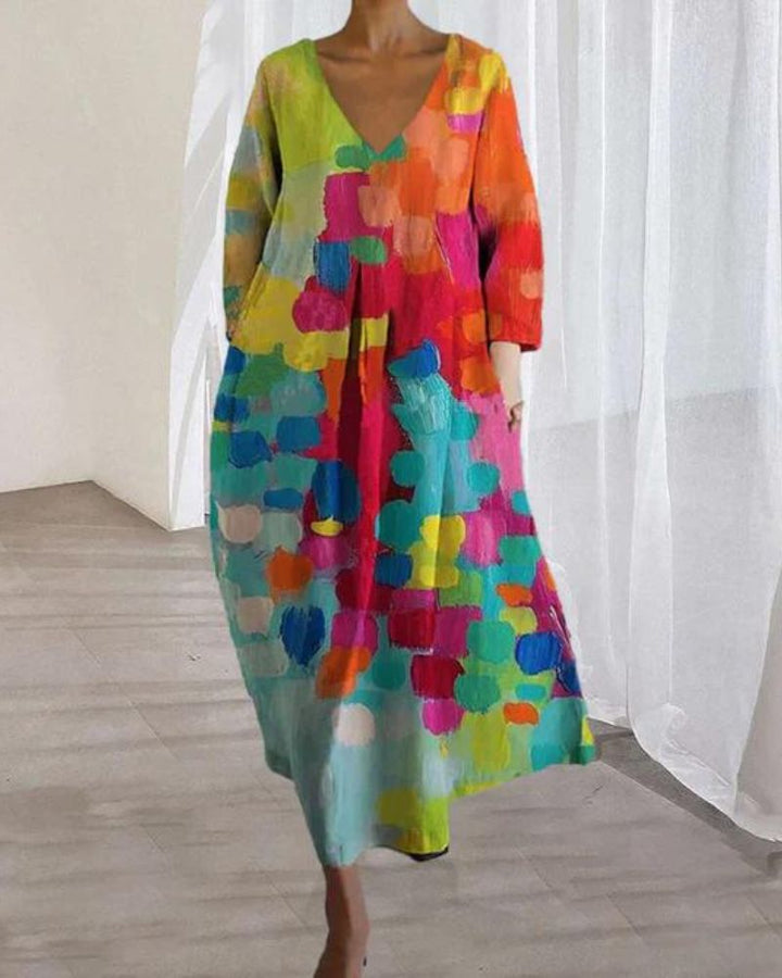 Gala | Multi-Colour Maxi Dress with V-Neck