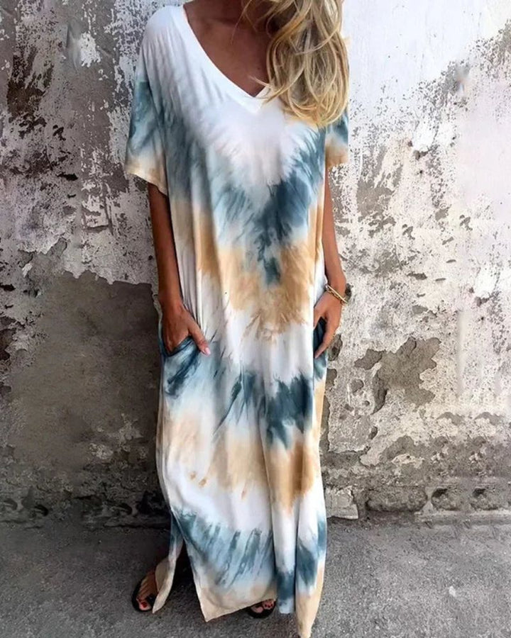 Ula | Elegant Tie Dye Boho Maxi Dress