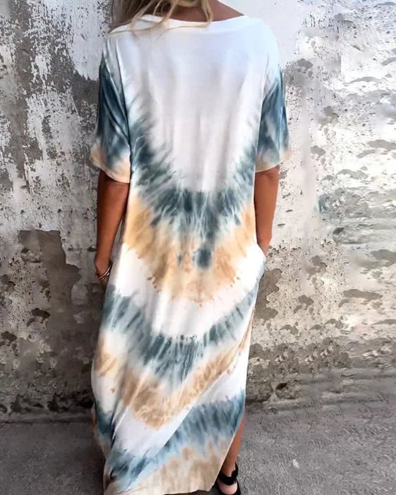 Ula | Elegant Tie Dye Boho Maxi Dress