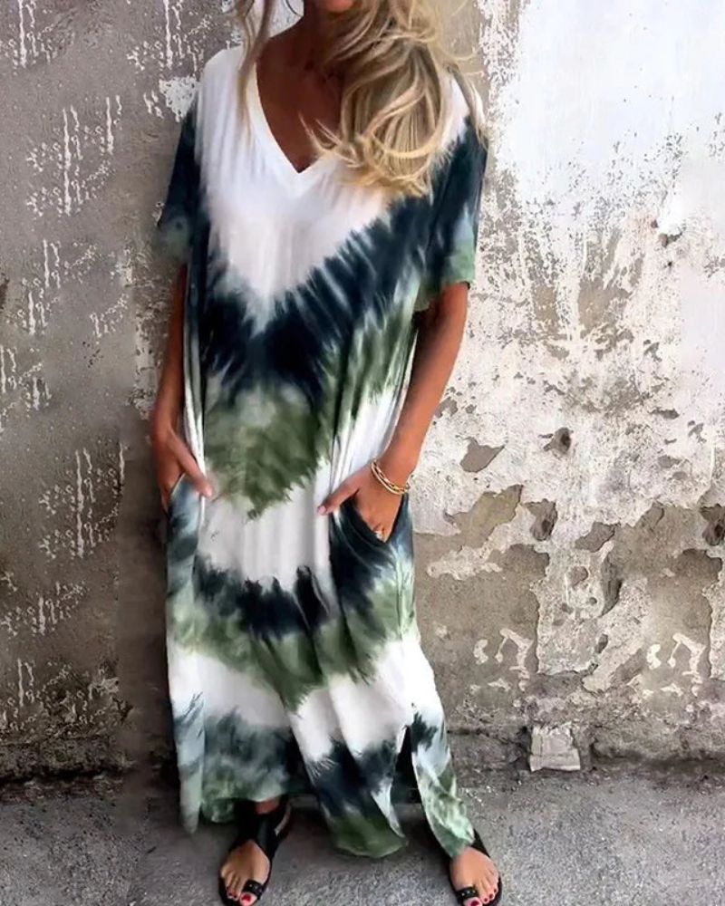 Ula | Elegant Tie Dye Boho Maxi Dress