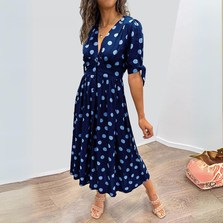 Luna | Dress with V-Neckline and Dots