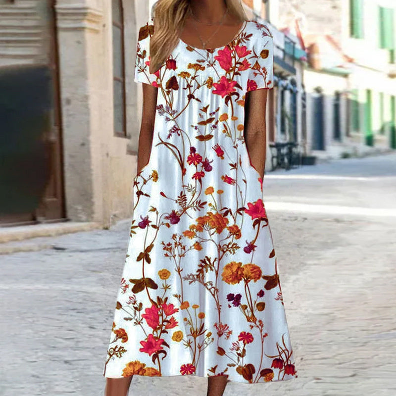 Alya | Elegant Boho Floral Maxi Dress with Tummy Coverage