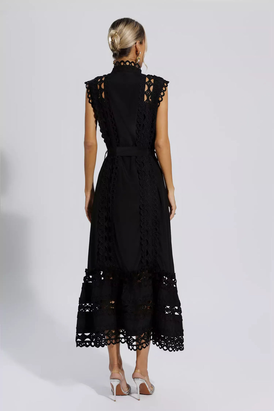 Ines | Black High-End Sleeveless Hollow Maxi Dress