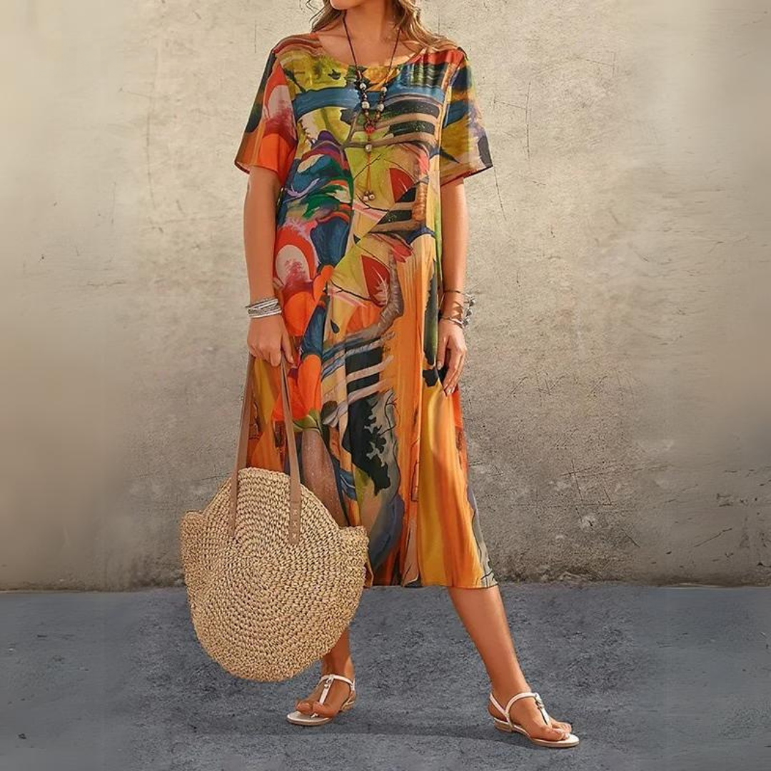 Celeste™ | Elegant Multi-Colour Floral Dress