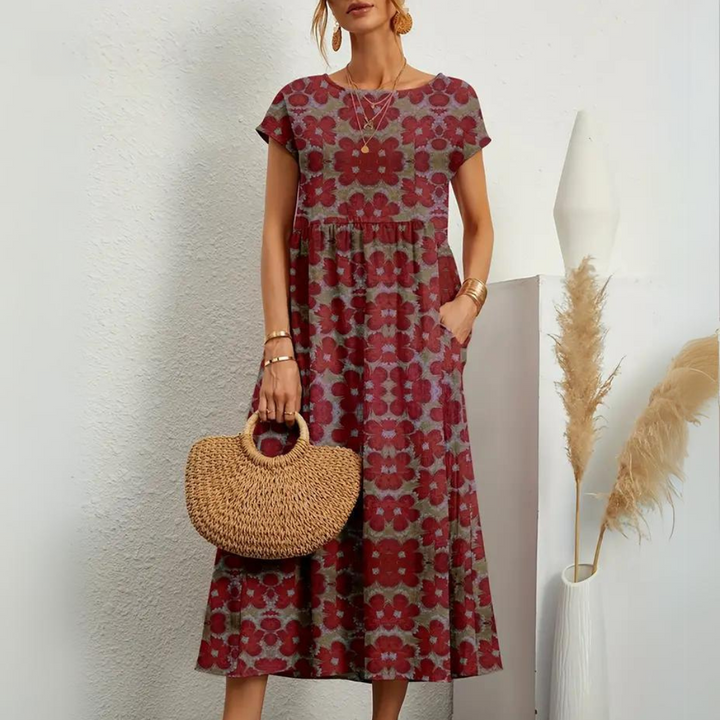 Clarissa™ | Elegant Women's Dress with Flower Pattern