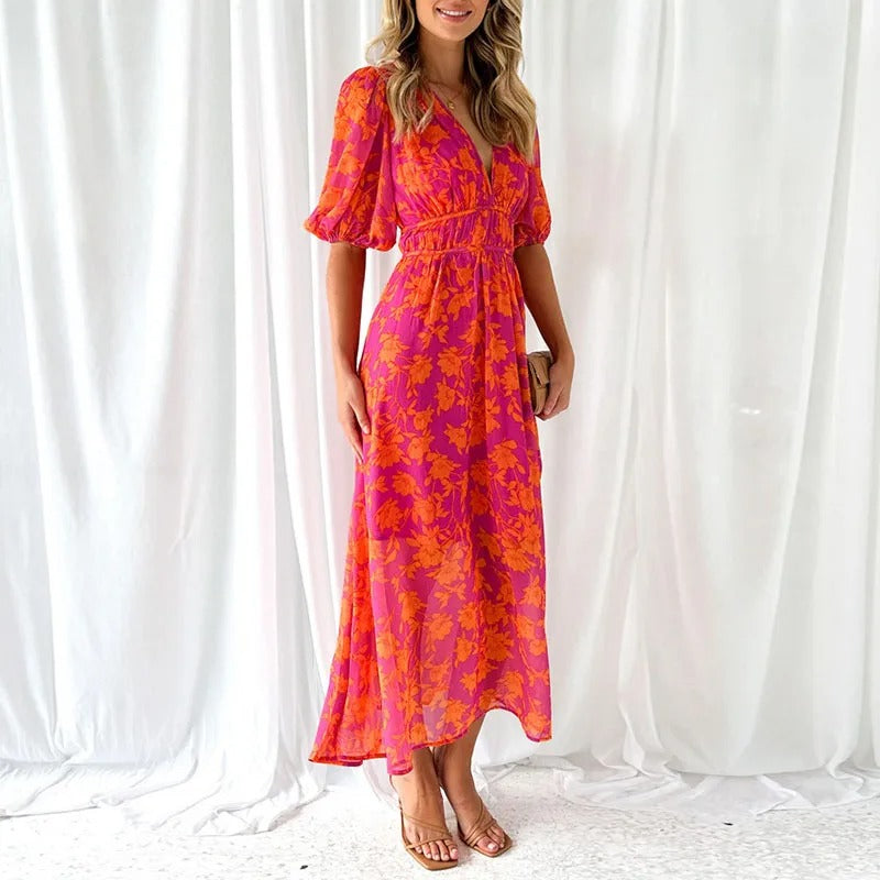 Sophia | Stylish Vibrant Multicolour Maxi-Dress