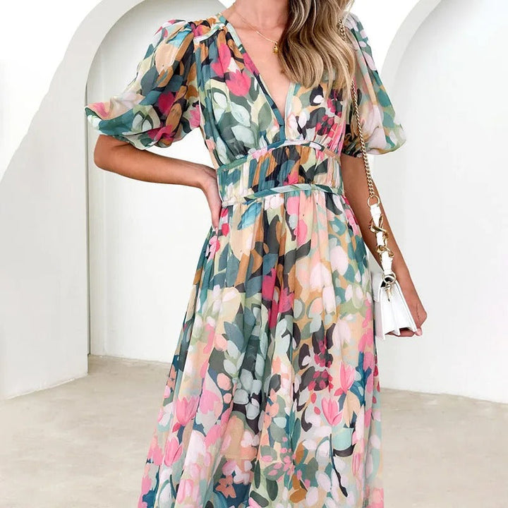 Sophia | Stylish Vibrant Multicolour Maxi-Dress