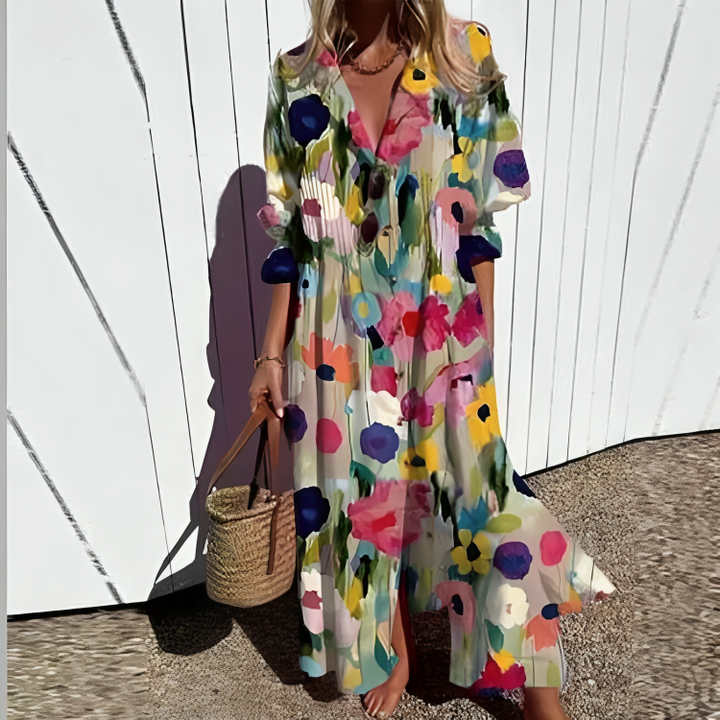 Lydia™ | Elegant Loose Floral  Maxi Dress