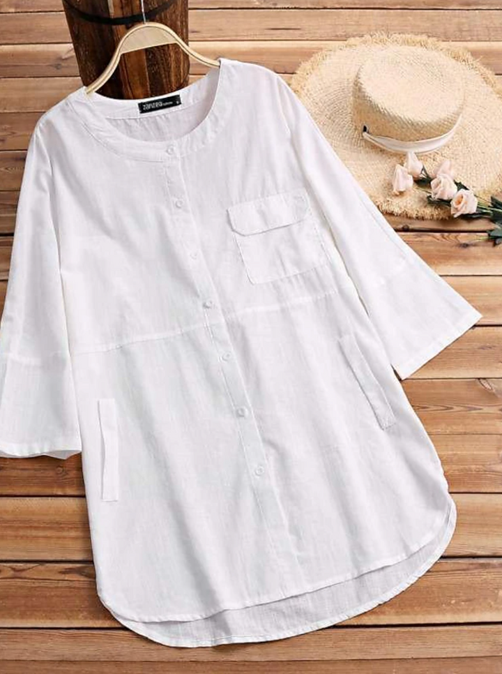 Marcia | Relaxed Casual Linen-Blend Tunic Shirt